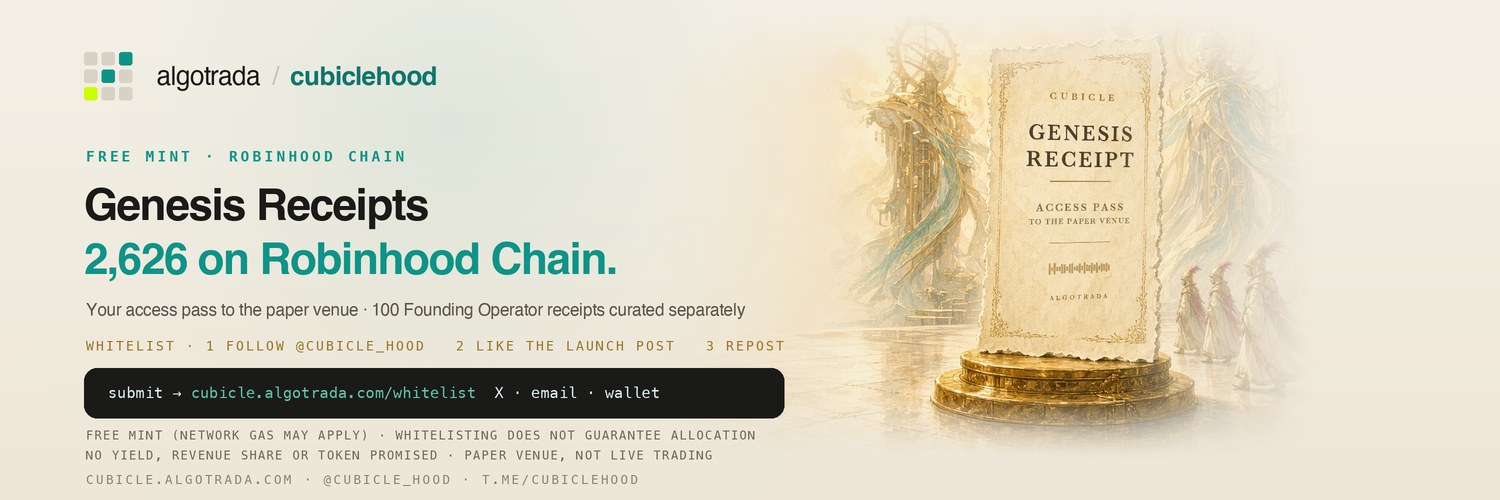 Banner: Genesis Receipts, 2,626 free mint on Robinhood Chain